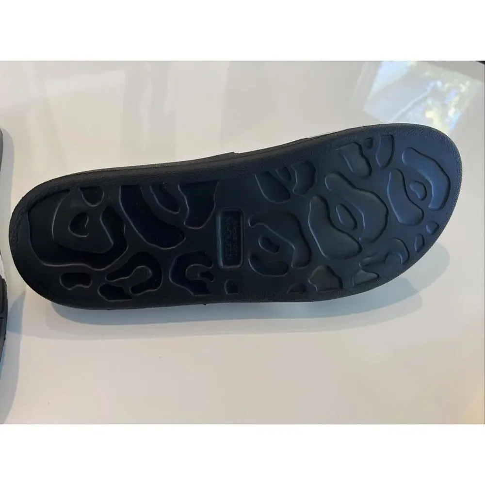$350 Alexander McQueen Graffiti Rubber Pool Slides Black White Sandals Size 43.5